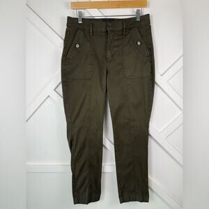 White House Black Market HighRise Pret-A-Jet Slim Ankle Pants Olive Green Size 8